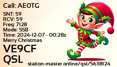QSL Card for VE9CF QSO with AE0TG