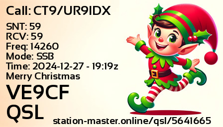 QSL Card for VE9CF QSO with CT9/UR9IDX
