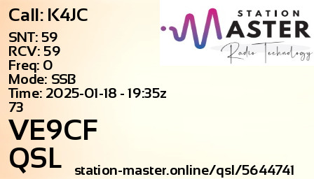 QSL Card for VE9CF QSO with K4JC