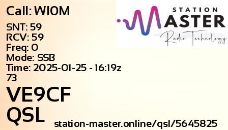 QSL Card for VE9CF QSO with WI0M