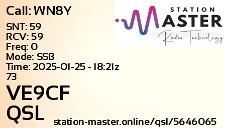 QSL Card for VE9CF QSO with WN8Y