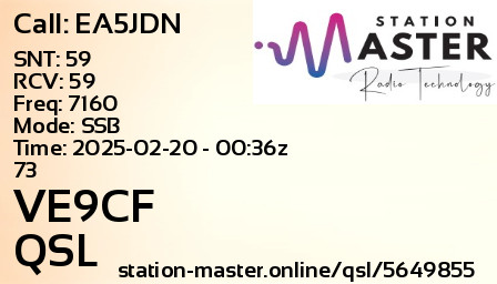 QSL Card for VE9CF QSO with EA5JDN