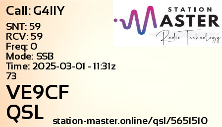 QSL Card for VE9CF QSO with G4IIY