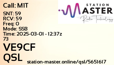 QSL Card for VE9CF QSO with M1T