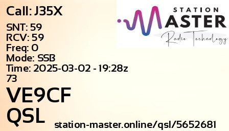 QSL Card for VE9CF QSO with J35X