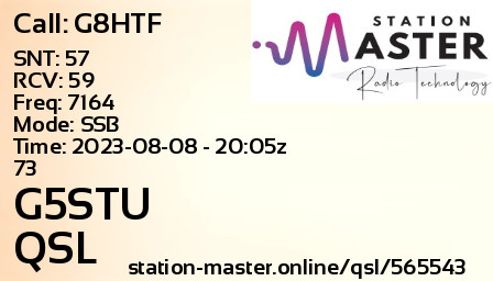 QSL Card for G5STU QSO with G8HTF