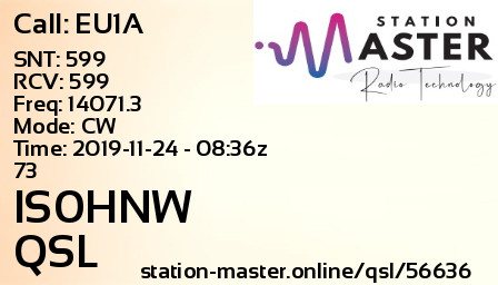 QSL Card for IS0HNW QSO with EU1A