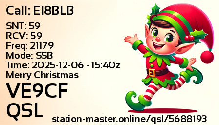 QSL Card for VE9CF QSO with EI8BLB