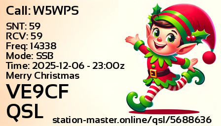 QSL Card for VE9CF QSO with W5WPS