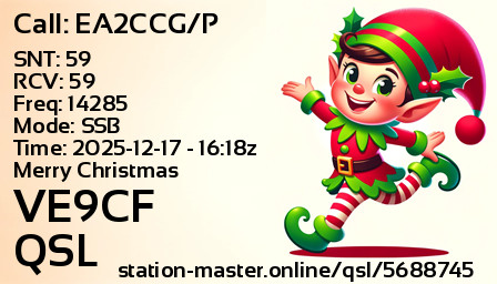 QSL Card for VE9CF QSO with EA2CCG/P