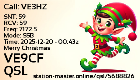 QSL Card for VE9CF QSO with VE3HZ