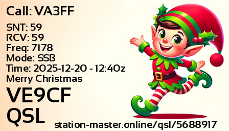 QSL Card for VE9CF QSO with VA3FF