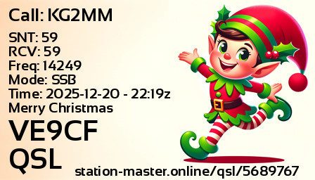 QSL Card for VE9CF QSO with KG2MM