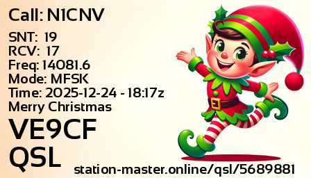 QSL Card for VE9CF QSO with N1CNV