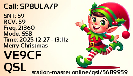 QSL Card for VE9CF QSO with SP8ULA/P