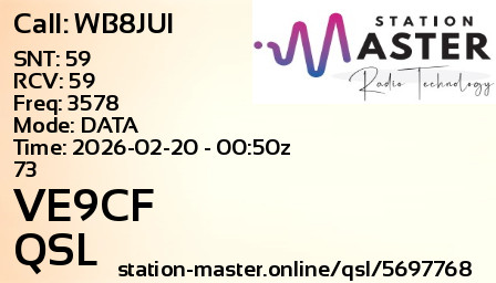 QSL Card for VE9CF QSO with WB8JUI