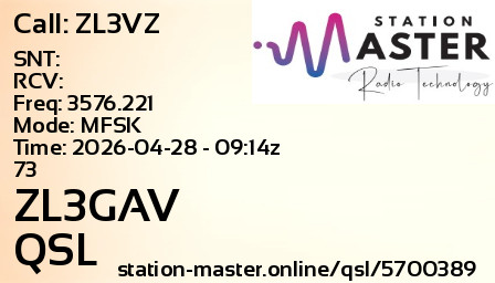 QSL Card for ZL3GAV QSO with ZL3VZ