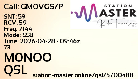 QSL Card for M0NOO QSO with GM0VGS/P