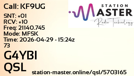 QSL Card for G4YBI QSO with KF9UG
