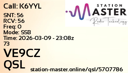 QSL Card for VE9CZ QSO with K6YYL