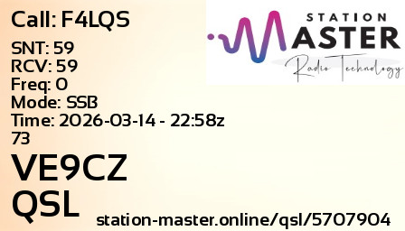 QSL Card for VE9CZ QSO with F4LQS