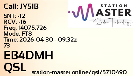 QSL Card for EB4DMH QSO with JY5IB