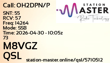 QSL Card for M8VGZ QSO with OH2DPN/P