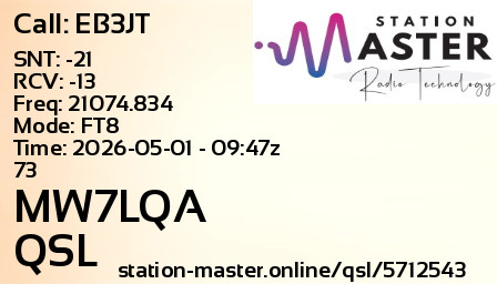 QSL Card for MW7LQA QSO with EB3JT