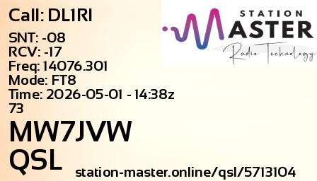 QSL Card for MW7JVW QSO with DL1RI