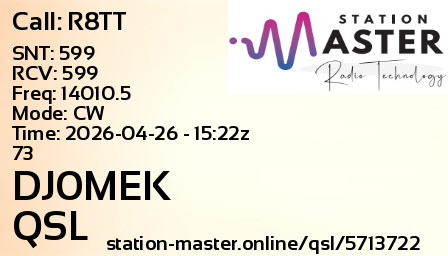 QSL Card for DJ0MEK QSO with R8TT