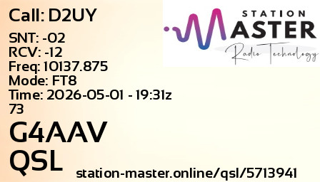 QSL Card for G4AAV QSO with D2UY