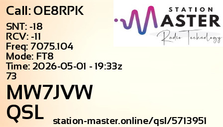 QSL Card for MW7JVW QSO with OE8RPK