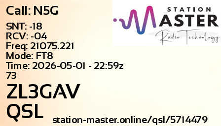 QSL Card for ZL3GAV QSO with N5G