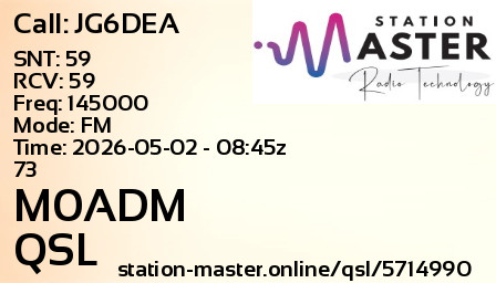 QSL Card for M0ADM QSO with JG6DEA