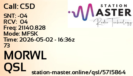 QSL Card for M0RWL QSO with C5D