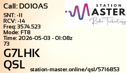 QSL Card for G7LHK QSO with DO1OAS