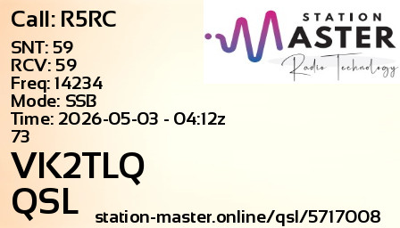 QSL Card for VK2TLQ QSO with R5RC