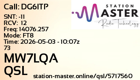 QSL Card for MW7LQA QSO with DG6ITP