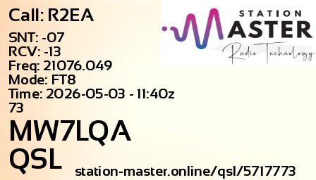 QSL Card for MW7LQA QSO with R2EA