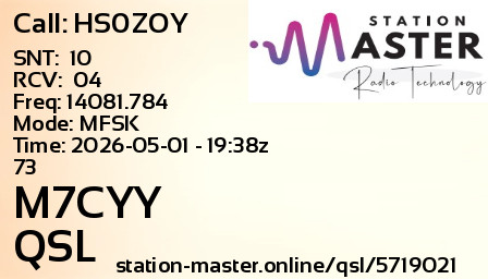 QSL Card for M7CYY QSO with HS0ZOY