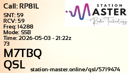 QSL Card for M7TBQ QSO with RP81L