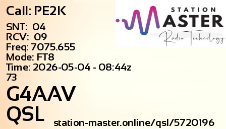 QSL Card for G4AAV QSO with PE2K