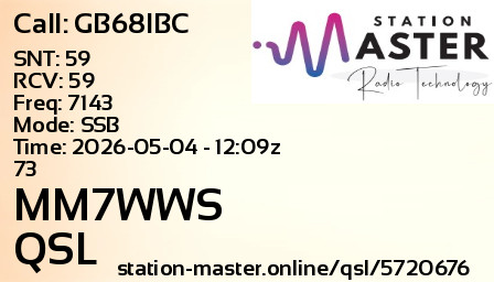 QSL Card for MM7WWS QSO with GB68IBC