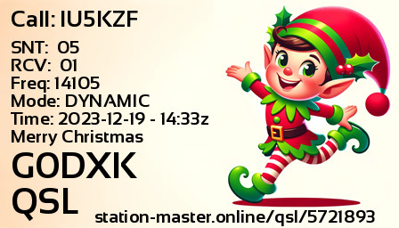 QSL Card for G0DXK QSO with IU5KZF