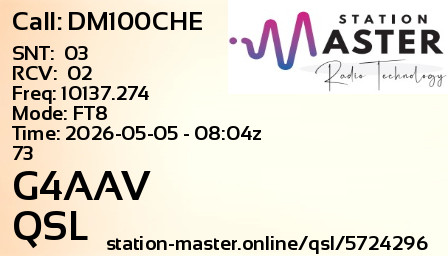 QSL Card for G4AAV QSO with DM100CHE