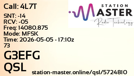 QSL Card for G3EFG QSO with 4L7T