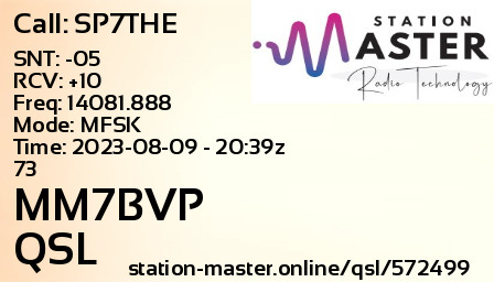QSL Card for MM7BVP QSO with SP7THE
