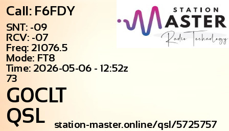 QSL Card for G0CLT QSO with F6FDY