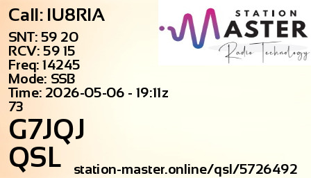 QSL Card for G7JQJ QSO with IU8RIA