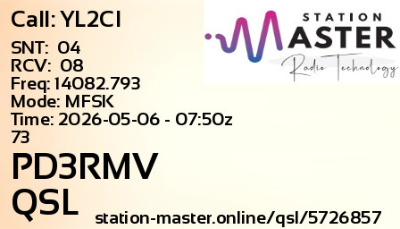 QSL Card for PD3RMV QSO with YL2CI